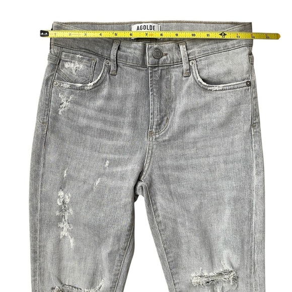 AGOLDE Sophie High Rise Crop Skinny Jeans Portland Destructed Gray Size 25 - Picture 4 of 8